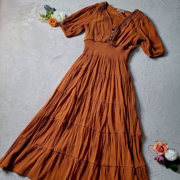 Fall Tiered Midi Dress - Picture 1 of 8